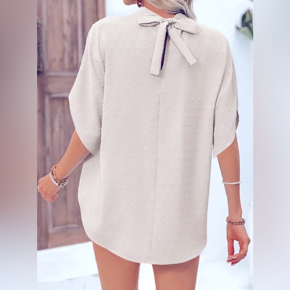 Tie-Back Mock Neck Blouse - Picture 2 of 2